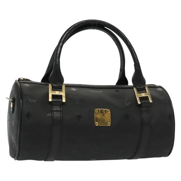 MCM Handbags - MCM Vicetos Logogram Hand Bag PVC Black Gold Auth bs28959